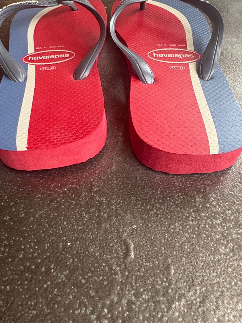 Havaianas Red Blue Cream Stripe Flip Flops - Picture 6 of 6